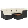 7-tlg. Garten-Sofagarnitur mit Kissen Schwarz Poly Rattan Produktbild-Vorschau 2