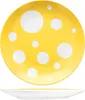 A yellow plate with white polka dots, shown from a top-down and side view. Podgląd zdjęcia produktu