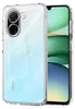 A clear protective phone case is shown on a light gray and white background, with a phone partially visible behind it. Produktbild-Vorschau