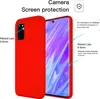 A red phone case is shown next to a smartphone, highlighting its features. Produktbild-Vorschau