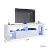 SONNI Armoire TV Blanc brillant 160 x 35 x 50.5cm Équipée Voir les images du produit 3