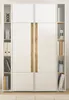 A white and wood cabinet with shelves on the sides, filled with books and binders. Produktbild-Vorschau