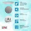 A marketing image showcasing a shower head with feature callouts. Produktbild-Vorschau