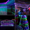 Collage of images showing net lights used for decoration outdoors and on a Christmas tree. Produktbild-Vorschau