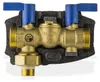 A cutaway view of a brass safety group for a hot water storage tank, insulated with black foam. Náhľad obrázku produktu