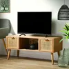 CALICOSY - Meuble TV 2 Tiroirs Façades Rotin L100 cm - MIYA Voir les images du produit 2