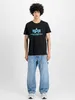 Alpha Industries Herren Basic T-Shirt,Schwarz (Black/Blue Produktbild-Vorschau 3
