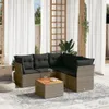 6-tlg. Garten-Sofagarnitur mit Kissen Grau Poly Rattan Produktbild-Vorschau 2