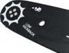 A close-up view of a black chainsaw guide bar with white markings. Produktbild-Vorschau