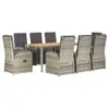 vidaXL 9-tlg. Garten-Essgruppe mit Kissen Grau Poly Rattan Produktbild-Vorschau 4