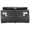 A black leather briefcase is shown from the front. Voir les images du produit