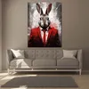 Hase im roten Anzug modern Pop Art Leinwandbild Wandbild Produktbild-Vorschau 2