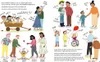 A spread from a children's book illustrating diverse family structures and relationships, with text and illustrations. Voir les images du produit