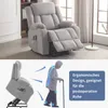 A recliner chair with a diagram illustrating its ergonomic benefits for elderly individuals. Podgląd zdjęcia produktu