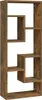 A tall, narrow, wooden bookshelf with an asymmetrical design, featuring multiple cubby holes of varying sizes. Anteprima dell’immagine prodotto