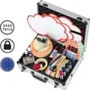 An open aluminum case filled with various stationery and art supplies, including markers, tape, scissors, and cloud-shaped whiteboards. Produktbild-Vorschau