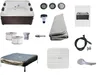 A collage of various hot tub accessories and a smaller image of a hot tub. Produktbild-Vorschau
