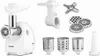 A white Zelmer meat grinder with various attachments is displayed against a white background. Podgląd zdjęcia produktu