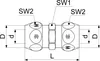 JS dubbele persfitting, DN10, 3/8" x 10 mm, verchroomd Productafbeelding-voorbeeld 2