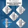 A collage of different door handle variants with labels. Produktbild-Vorschau