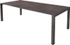 A rectangular dining table with a dark, textured top and dark metal legs, presented against a plain white background. Produktbild-Vorschau