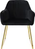 A black velvet dining chair with gold legs is shown against a white background. Náhľad obrázku produktu