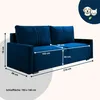 Sofa - 214x76x88 cm B/H/T - Dunkelblau - Mit Schlaffunktion Produktbild-Vorschau 2