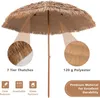 A close-up view of a thatched umbrella, highlighting its features. Produktbild-Vorschau