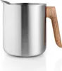 A studio shot of a stainless steel teapot with a wooden handle. Náhled obrázku produktu