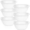 A stack of six white glass bowls. Voir les images du produit