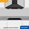 A kitchen scene featuring a black range hood above a black induction cooktop, with white cabinets below. Produktbild-Vorschau