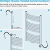 Diagrams showing how to install a heating element into a towel rack. Podgląd zdjęcia produktu