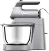 A silver Kenwood hand mixer and stand mixer combo with a stainless steel bowl. Produktbild-Vorschau