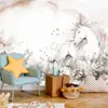 Muralo Vlies Fototapete EINHORN Blumen Regenbogen Aquarell Produktbild-Vorschau 6