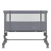 A grey baby crib with mesh sides, shown from the front on a white background. Anteprima dell’immagine prodotto