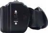 A close-up side view of a black camcorder accessory with a lock/unlock switch and a leather strap. Anteprima dell’immagine prodotto