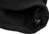 A close-up view of the drawstring closure on a black fleece garment. Podgląd zdjęcia produktu