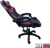 A black and red gaming chair is shown from a side-angle, reclined. Produktbild-Vorschau