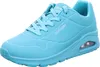 A single turquoise Skechers Uno Stand on Air shoe is shown from a side angle against a white background. Voir les images du produit
