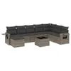 9-tlg. Garten-Sofagarnitur mit Kissen Grau Poly Rattan Produktbild-Vorschau 2