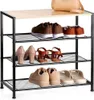 Półka na buty czarna metalowa 4-poziomowa z półką 60x30x57 Podgląd zdjęcia produktu 1