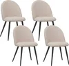 Four beige dining chairs with black legs are arranged on a white background. Náhľad obrázku produktu