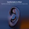 A close-up of a black earbud in a stylized ear, with text overlay. Produktbild-Vorschau