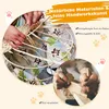 A collage showing hands weaving a basket and hands using a woodworking tool, with text overlays highlighting product features. Produktbild-Vorschau