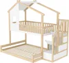 A bunk bed with a house-like frame and stairs, presented against a white background. Anteprima dell’immagine prodotto