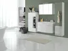 A modern bathroom with white fixtures and a graphite-colored vanity. Produktbild-Vorschau