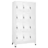 A white metal locker unit with 12 compartments. Produktbild-Vorschau