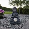 LED-Solar-Figur 'Buddha', grauer Buddha, Glaskugel Produktbild-Vorschau 4