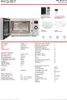 A product information sheet for a microwave, featuring images of the product, diagrams of its accessories, and detailed specifications. Produktbild-Vorschau