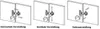 Diagrams illustrating the horizontal, vertical, and depth adjustments of a cabinet hinge. Produktbild-Vorschau